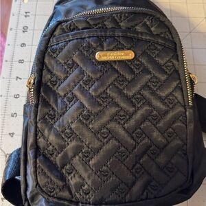Black Crossbody Sling Bag NWOT Roomy with many pockets.Gold hardware non-branded